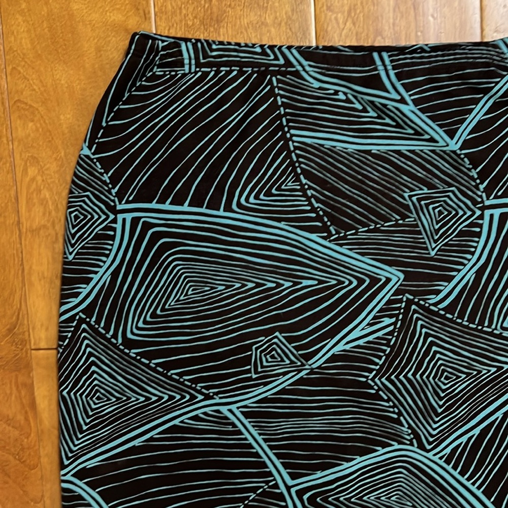 Vintage Y2k KC Stevens Geometric Skirt Size L Brown Blue Fairy Grunge 2000’s - Picture 4 of 9